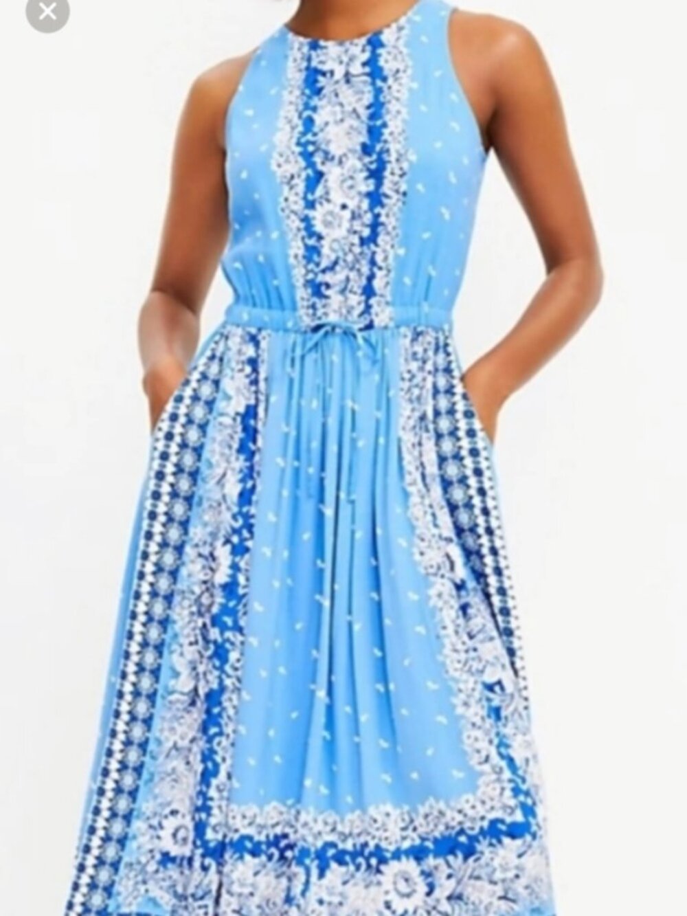 LOFT Blue and White Floral Maxi Dress